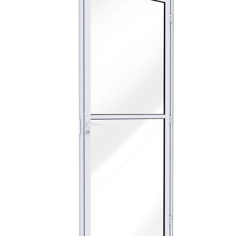 Porta de Alumínio de Giro de Vidro com Travessa 215x85cm Lucasa Ideale Abertura Esquerda Branco