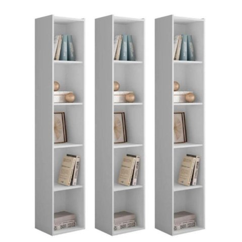 Estante Livreiro com Prateleiras Janaína Kit 3 Unid Branco