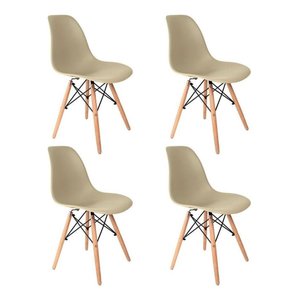 Kit Cadeira de Jantar Eames Eiffel 4 Unidades Lindas Original Fendi Nude