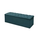 Ver imagem 1 de Calçadeira Baú P/ Box King 195cm Mirage c/ Capitonê Suede Azul Turquesa LM DECOR