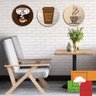 Kit Placa Quadro Redondo 3 Peças Mdf 25x25 Cantinho do Café - 3