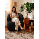 Ver imagem 2 de Poltrona Orgânica Chloe Boucle Preto Redonda Decorativa com Almofada Plumante - Arkell