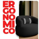Ver imagem 5 de Poltrona Orgânica Chloe Boucle Preto Redonda Decorativa com Almofada Plumante - Arkell