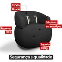 Ver imagem 6 de Poltrona Orgânica Chloe Boucle Preto Redonda Decorativa com Almofada Plumante - Arkell
