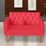 Kit Sofá 2 Lugares e 2 Poltrona para Sala Bianca Capitonê Rodapé e Puff Babu Suede Vermelho - M - 4