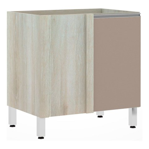 Balcão de Cozinha sem Tampo de Canto Reto Luciane 80cm 1 Porta Lis Luciane Móveis