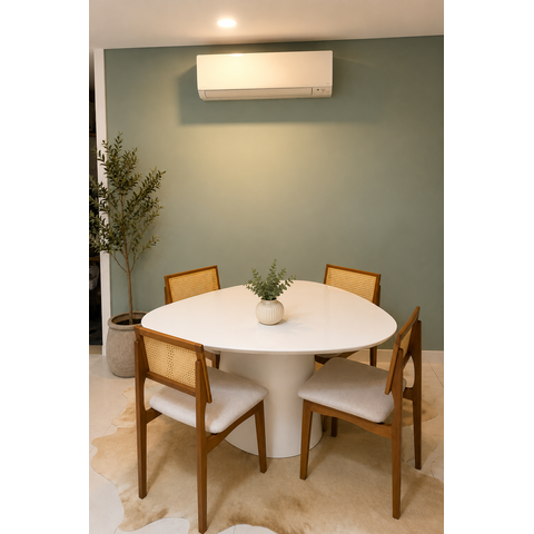 Mesa Jantar Orgânica Cone Canya 160x165cm - Laca Branca