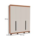 Ver imagem 4 de Guarda-roupa Solteiro Madrid 4 Portas 4 Gavetas Creme/freijó - Politorno