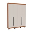 Ver imagem 2 de Guarda-roupa Solteiro Madrid 4 Portas 4 Gavetas Creme/freijó - Politorno