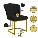 Ver imagem 3 de Kit 2 Cadeiras Poltrona Flor Pés Metal Dourado Mesa Quarto Cozinha Cor:preto