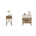 Ver imagem 7 de Conjunto Cômoda Sapateira com Mesa de Cabeceira Branco/Amêndoa/Off White