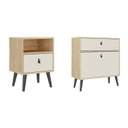 Ver imagem 2 de Conjunto Cômoda Sapateira com Mesa de Cabeceira Branco/Amêndoa/Off White