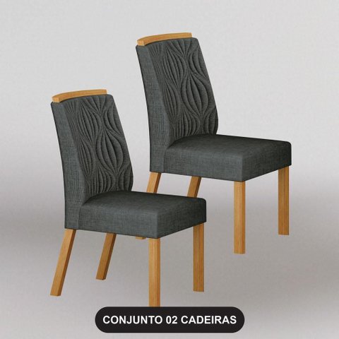 Cadeira para Mesa de Jantar Ilheus Kit 2 Peças Cinamomo Linho Chumbo - Leifer
