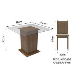 Conjunto Sala de Jantar Madesa Magda Mesa Tampo de Vidro com 4 Cadeiras - Rustic/sintético Bege - 2
