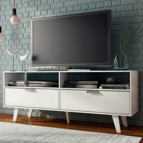 Rack para Tv até 55 Polegadas Madesa Oslo com 2 Portas - Branco