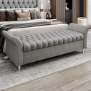 Ver imagem 2 de Recamier Puff Estofado Queen 160 Cm Ágata Veludo Cinza