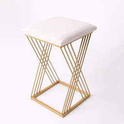Banqueta Design X Baixa Luxo 48cm em Metal Dourado - 1