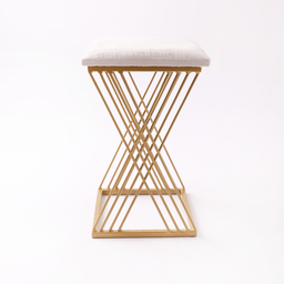 Banqueta Design X Baixa Luxo 48cm em Metal Dourado - 2
