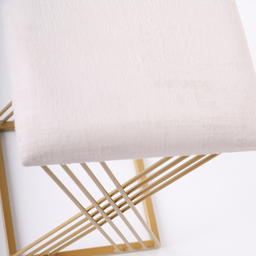 Banqueta Design X Baixa Luxo 48cm em Metal Dourado - 3