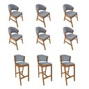 Ver imagem 1 de Kit 6 Cadeiras de Jantar Debora Madeira Maciça com 3 Banquetas Ana Cerejeira Premium Linho Cinza