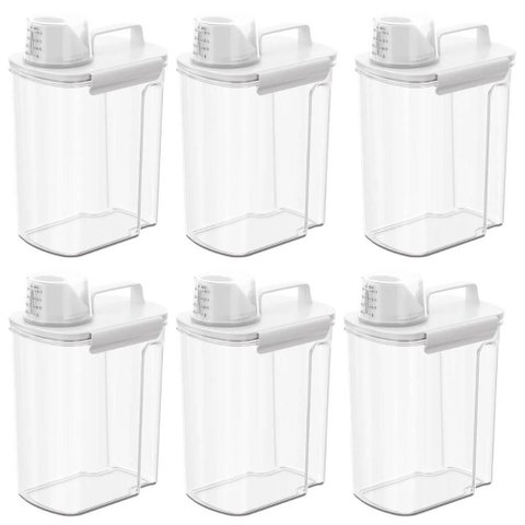 Kit 6 Dispensers Medidor New Retro 3,9l Porta Sabão Amaciante Organizador Lavanderia Área de Servi