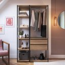 Ver imagem 2 de Estante Closet Organizador com 2 Gavetas e 1 Cabideiro 1,83m Cor:preto com Montana