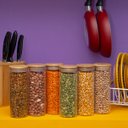 Ver imagem 5 de Kit 6 Potes de Vidro 450ml com Tampa de Bambu Herméticos Redondos - Tüd