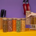 Ver imagem 6 de Kit 6 Potes de Vidro 450ml com Tampa de Bambu Herméticos Redondos - Tüd