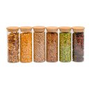 Ver imagem 1 de Kit 6 Potes de Vidro 450ml com Tampa de Bambu Herméticos Redondos - Tüd