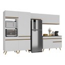 Ver imagem 2 de Armário Cozinha Modulada Completa 314cm com Balcão Veneza Multimóveis Mp3759 Branco/dourado