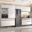 Ver imagem 1 de Armário Cozinha Modulada Completa 314cm com Balcão Veneza Multimóveis Mp3759 Branco/dourado