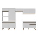 Ver imagem 7 de Armário Cozinha Modulada Completa 314cm com Balcão Veneza Multimóveis Mp3759 Branco/dourado