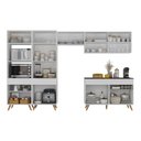 Ver imagem 4 de Armário Cozinha Modulada Completa 314cm com Balcão Veneza Multimóveis Mp3759 Branco/dourado