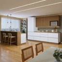 Ver imagem 1 de Cozinha Completa Modulada 8 Peças 11 Portas 10 Gavetas com Rodapé Norten Branco/Nature