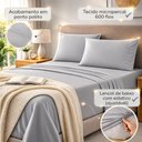 Ver imagem 2 de Jogo de Cama Quality King 4 Peças Micropercal 600 Fios Cinza Casa Show Enxovais