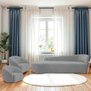 Ver imagem 1 de Kit Divã Recamier Orgânico França 220cm Lado Esquerdo e 2 Poltrona Amore Bouclé