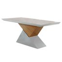 Ver imagem 1 de Mesa para Cozinha Dubai + Tampo Madeirado Vidro Reto 180x90cm Imbuia/Off White - Rufato