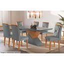 Ver imagem 5 de Mesa para Cozinha Dubai + Tampo Madeirado Vidro Reto 180x90cm Imbuia/Off White - Rufato