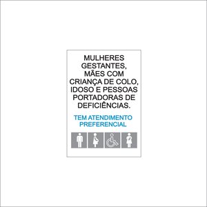 Placa - Atendimento Preferêncial - 20cm X 15cm