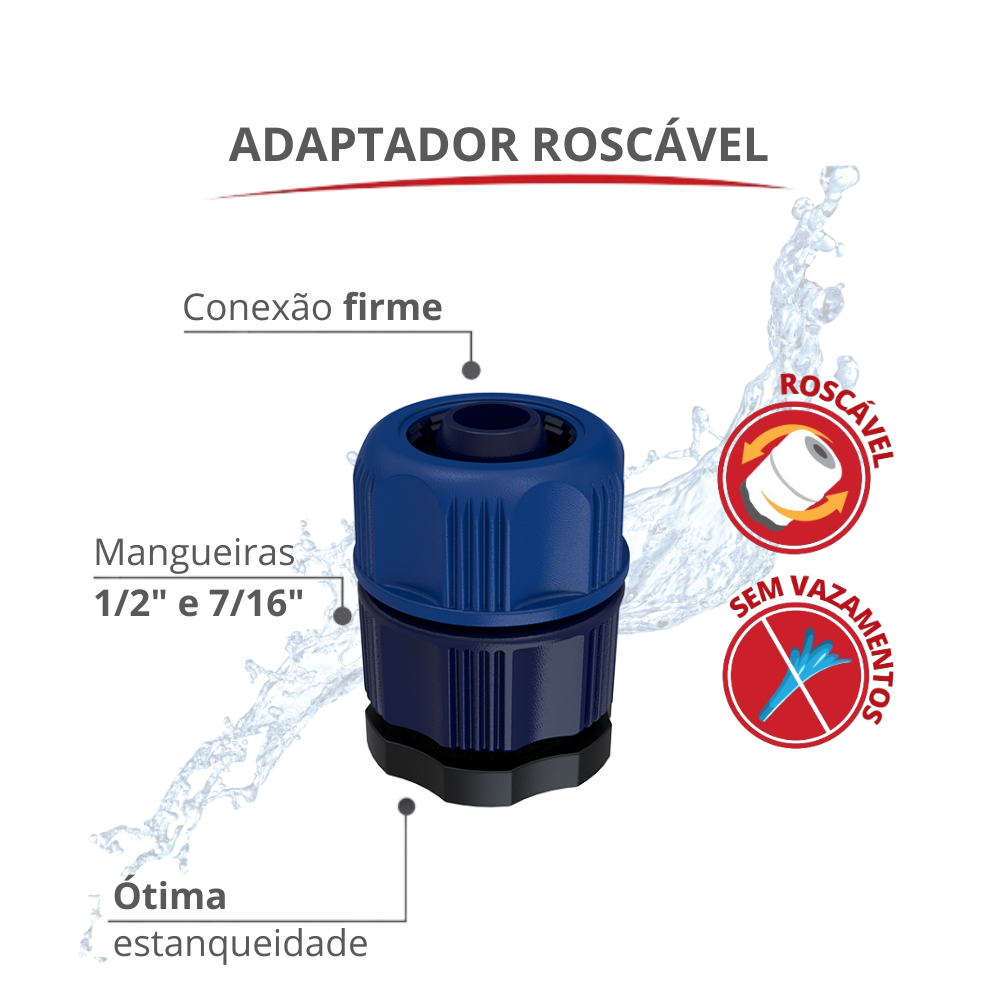 Kit Esguicho Roscável com Adaptador Roscável 1/2'' e 7/16'' Cor Azul Durín - 3