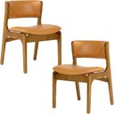 Ver imagem 2 de Kit 02 Cadeiras de Jantar Orgânica Estofada Base Madeira Maciça Donna L02 Couríssimo Whisky -