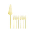 Ver imagem 1 de Conjunto Sobremesa 7 Peças para Bolo Dourado Aço Inox