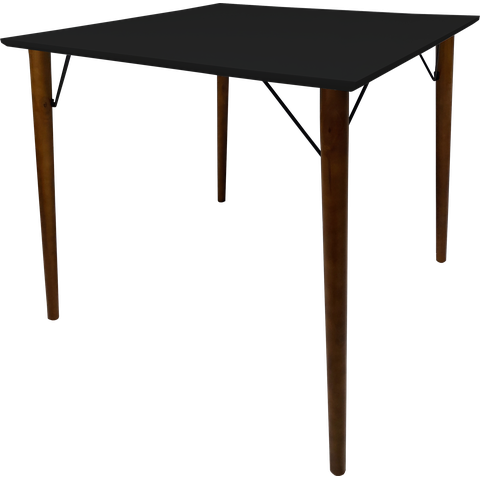 Mesa Jantar Quadrada 80cm MDF Preto Pé Palito + Suporte V