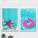 Ver imagem 1 de Kit 2 Quadros Verão Azul E Rosa 24x18cm:Madeira preta