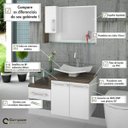 Ver imagem 5 de Conjunto para Banheiro Gabinete com Cuba F44 e Espelheira Legno 830W Branco/Carvalho Dark
