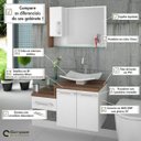 Ver imagem 5 de Conjunto para Banheiro Gabinete com Cuba F44 e Espelheira Legno 830W Branco/Nogal