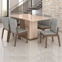 Ver imagem 2 de Kit Mesa de Jantar Harmonia com 6 Cadeiras Sinfonia em Linho Carvalho/fendi/cinza