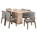 Ver imagem 1 de Kit Mesa de Jantar Harmonia com 6 Cadeiras Sinfonia em Linho Carvalho/fendi/cinza