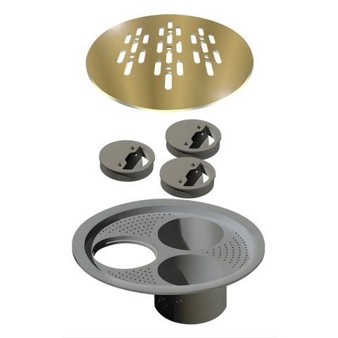 Grelha Redonda 15cm Elleve Gold C/ Fecha Ralo - 4086rl