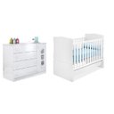 Ver imagem 1 de Cômoda Sapateira 4 Gavetas Aquarela Mdf+ Berço Mini Cama Ana com Rodízios